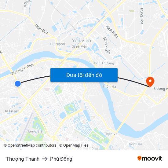 Thượng Thanh to Phù Đổng map