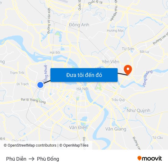 Phú Diễn to Phù Đổng map