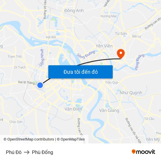 Phú Đô to Phù Đổng map