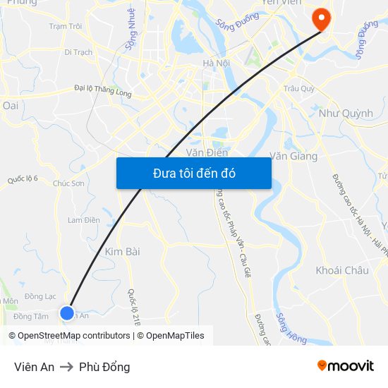 Viên An to Phù Đổng map