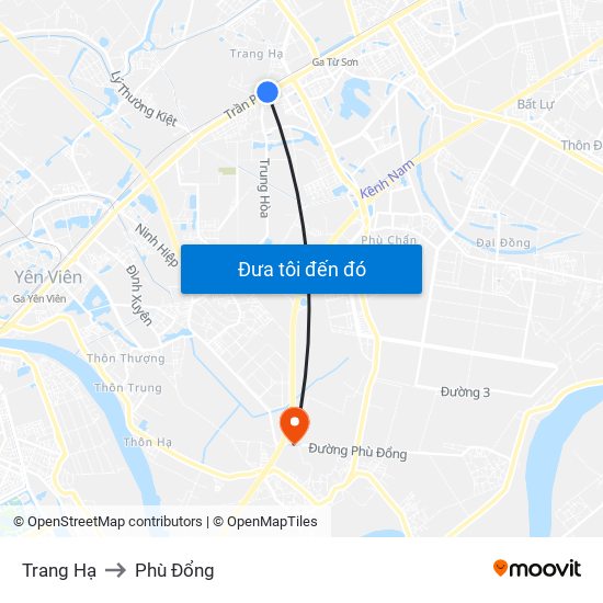 Trang Hạ to Phù Đổng map