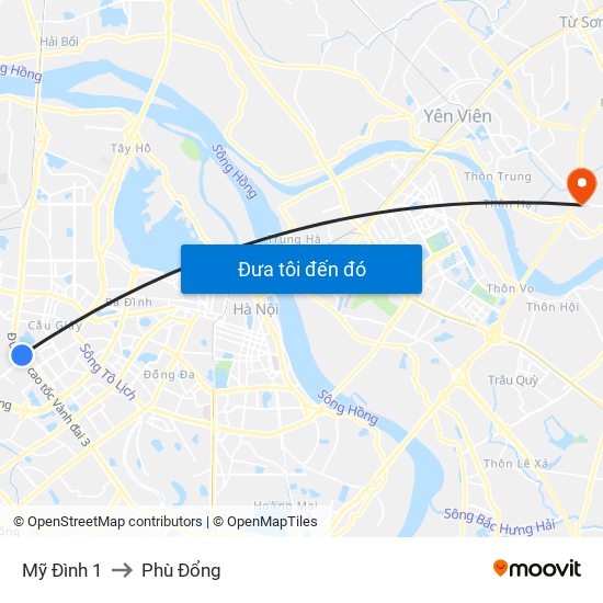 Mỹ Đình 1 to Phù Đổng map