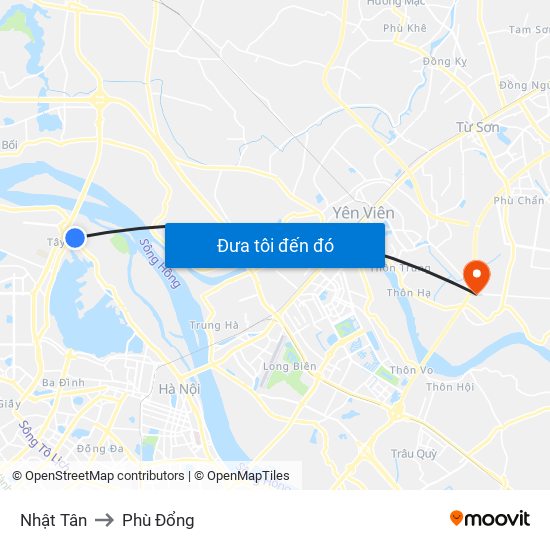 Nhật Tân to Phù Đổng map