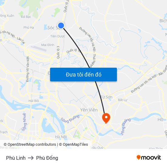 Phù Linh to Phù Đổng map