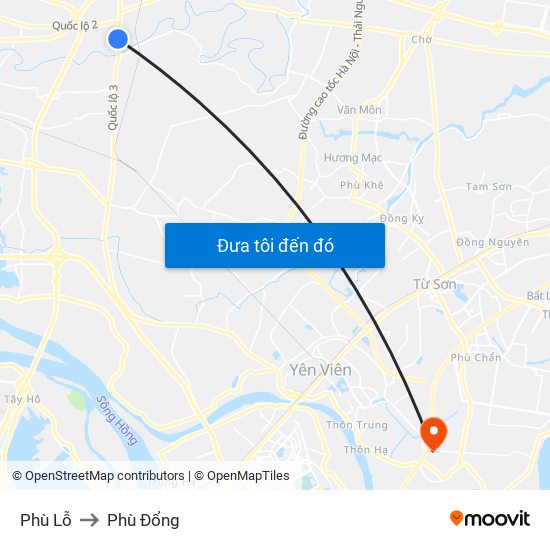 Phù Lỗ to Phù Đổng map