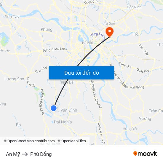 An Mỹ to Phù Đổng map