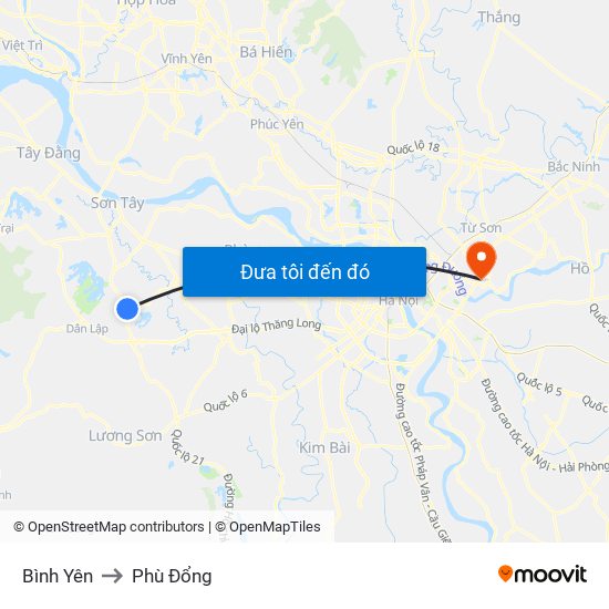 Bình Yên to Phù Đổng map