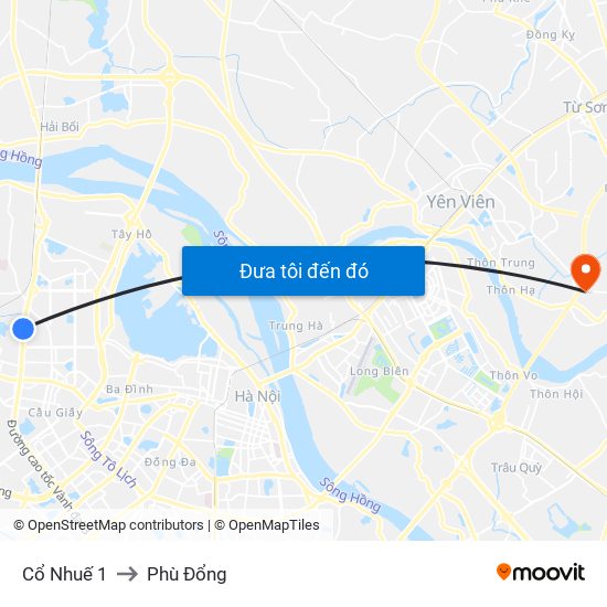 Cổ Nhuế 1 to Phù Đổng map