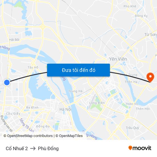 Cổ Nhuế 2 to Phù Đổng map