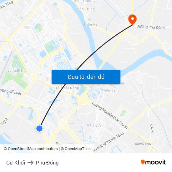 Cự Khối to Phù Đổng map