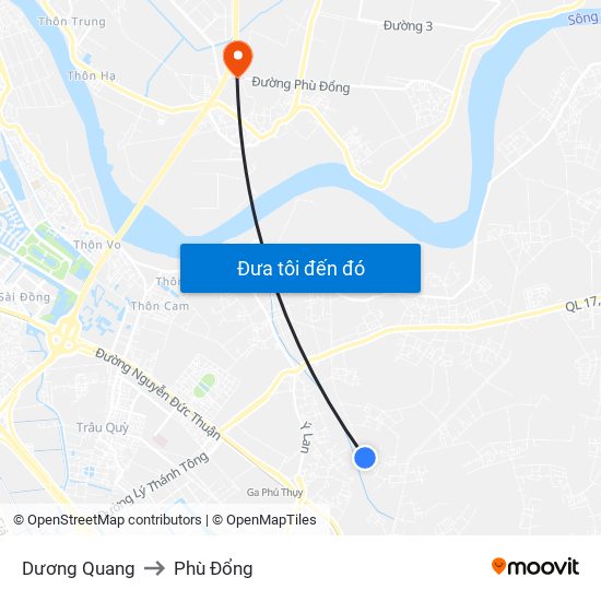 Dương Quang to Phù Đổng map