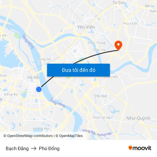 Bạch Đằng to Phù Đổng map