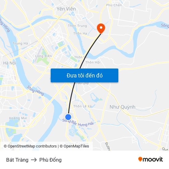 Bát Tràng to Phù Đổng map