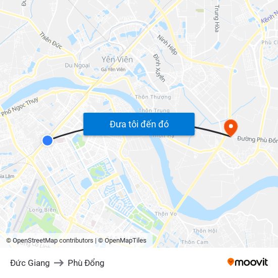 Đức Giang to Phù Đổng map