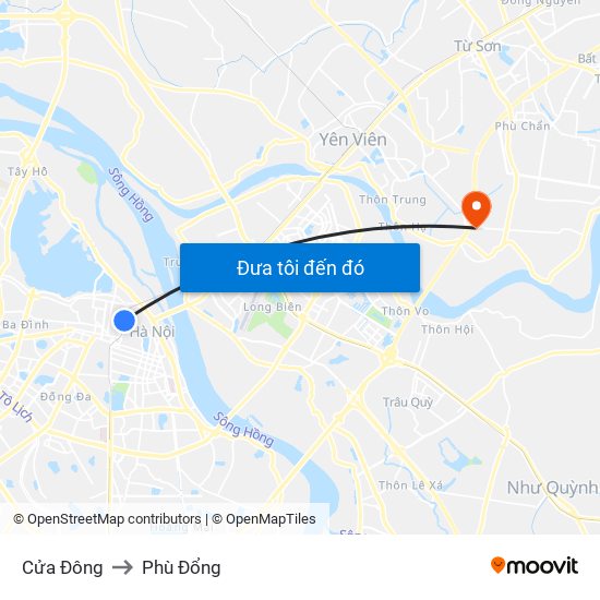 Cửa Đông to Phù Đổng map