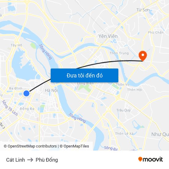 Cát Linh to Phù Đổng map