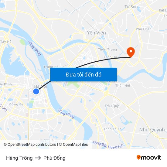 Hàng Trống to Phù Đổng map