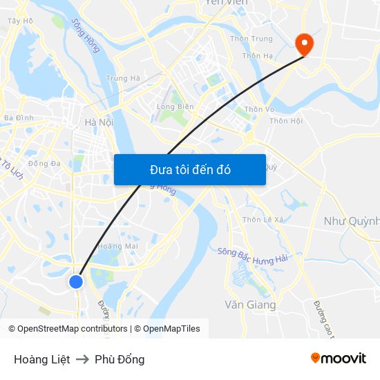 Hoàng Liệt to Phù Đổng map