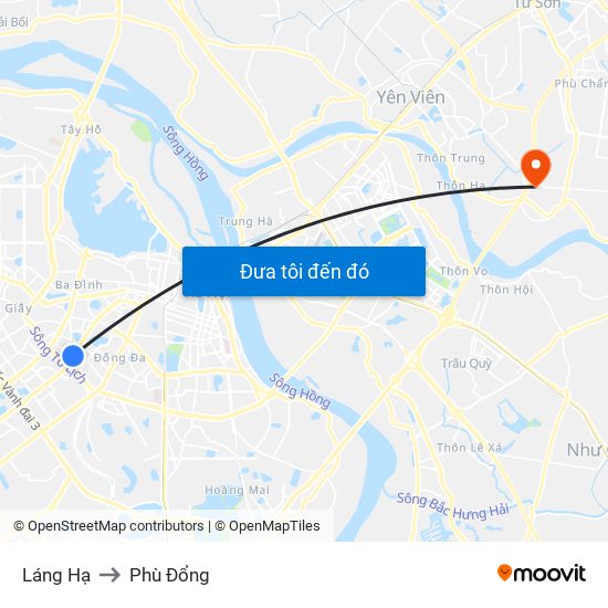 Láng Hạ to Phù Đổng map