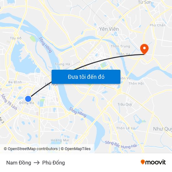 Nam Đồng to Phù Đổng map