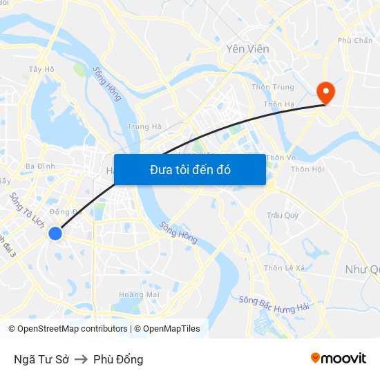 Ngã Tư Sở to Phù Đổng map