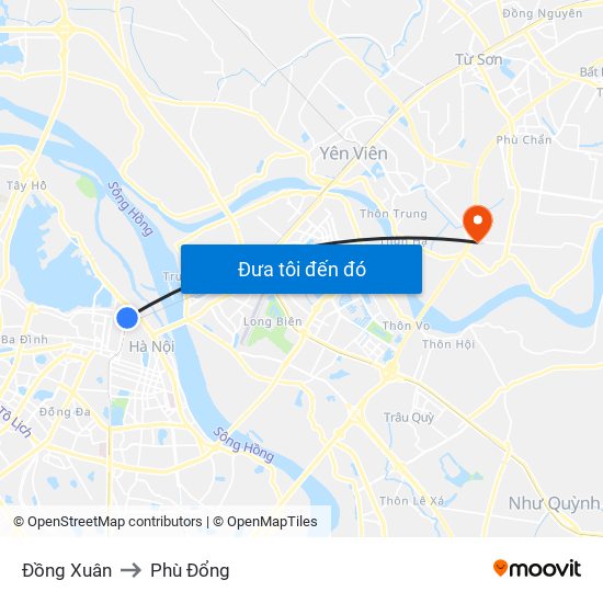 Đồng Xuân to Phù Đổng map