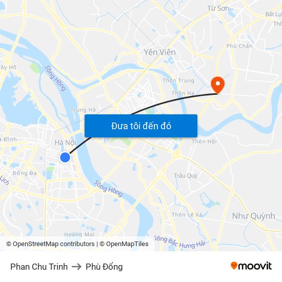 Phan Chu Trinh to Phù Đổng map