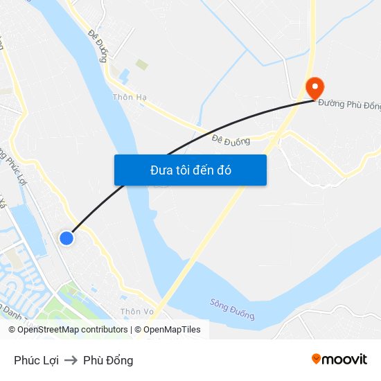 Phúc Lợi to Phù Đổng map