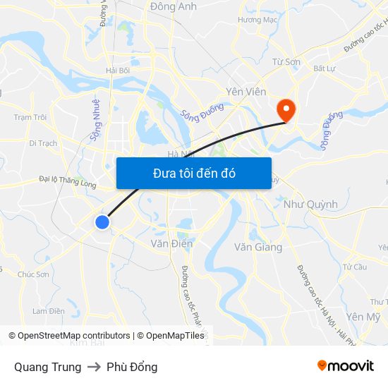 Quang Trung to Phù Đổng map