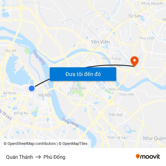 Quán Thánh to Phù Đổng map