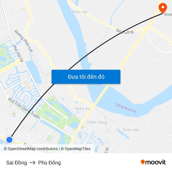 Sài Đồng to Phù Đổng map