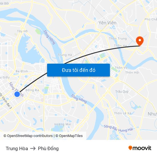 Trung Hòa to Phù Đổng map