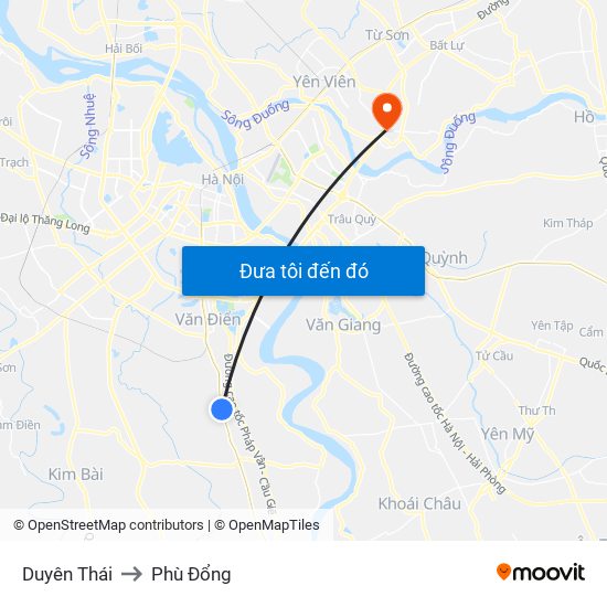 Duyên Thái to Phù Đổng map