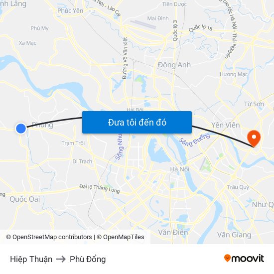 Hiệp Thuận to Phù Đổng map