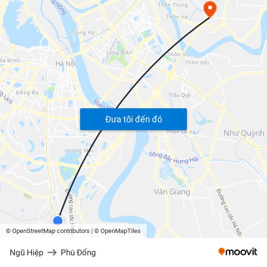 Ngũ Hiệp to Phù Đổng map