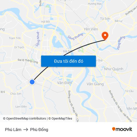 Phú Lãm to Phù Đổng map