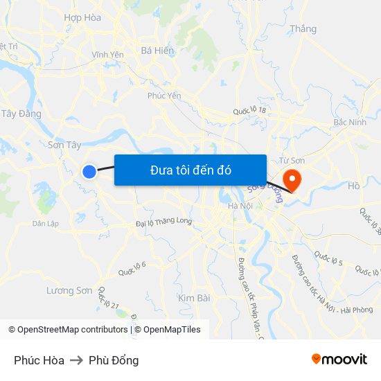 Phúc Hòa to Phù Đổng map