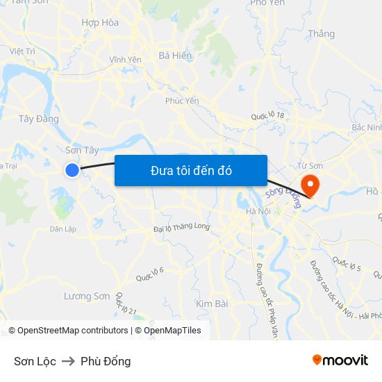Sơn Lộc to Phù Đổng map