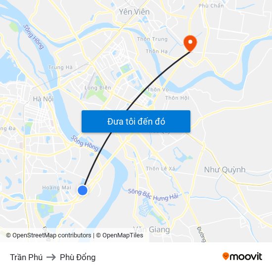 Trần Phú to Phù Đổng map