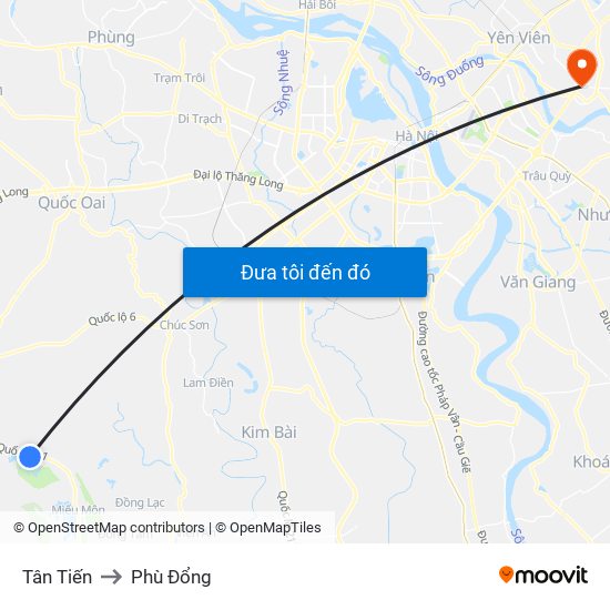 Tân Tiến to Phù Đổng map