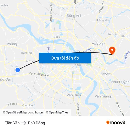 Tiền Yên to Phù Đổng map