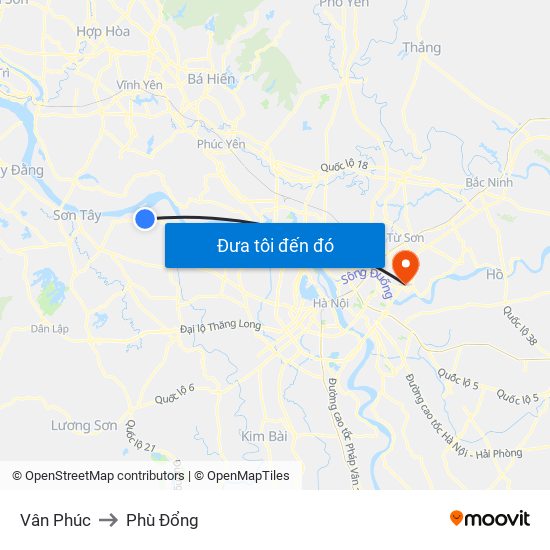 Vân Phúc to Phù Đổng map