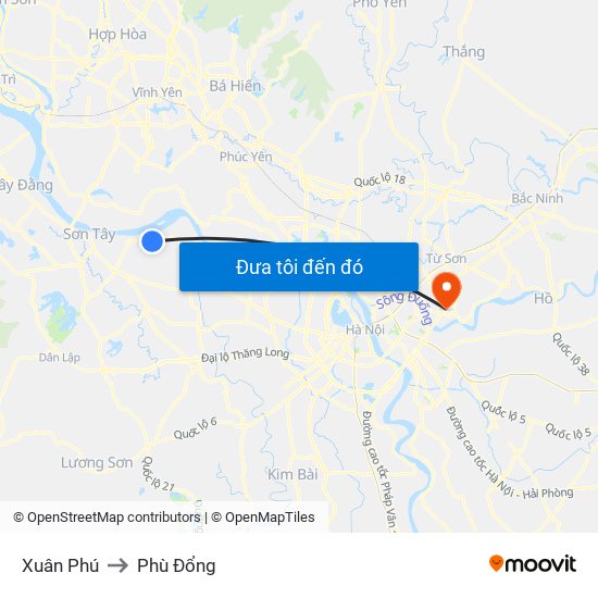 Xuân Phú to Phù Đổng map