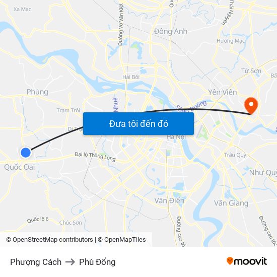 Phượng Cách to Phù Đổng map