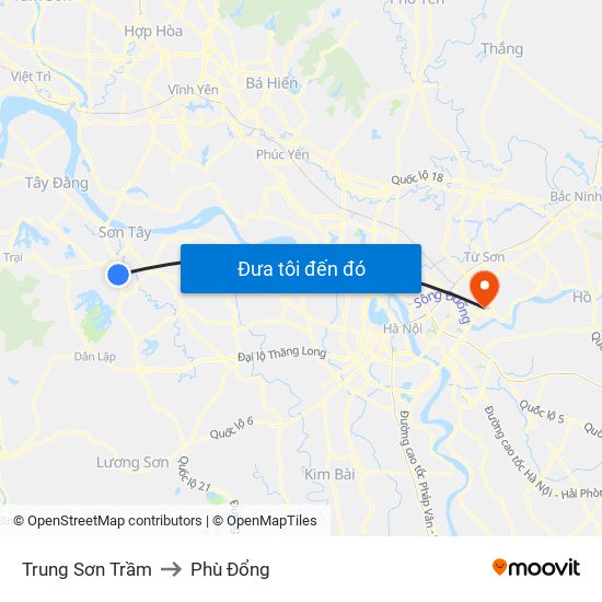 Trung Sơn Trầm to Phù Đổng map