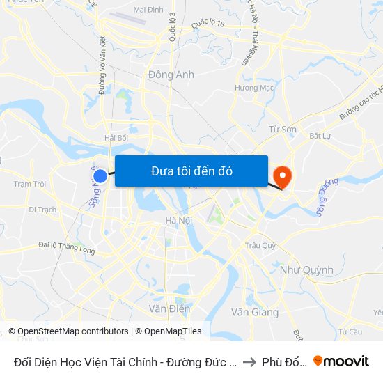 Đối Diện Học Viện Tài Chính - Đường Đức Thắng to Phù Đổng map