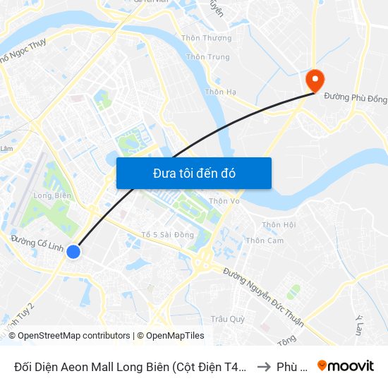 Đối Diện Aeon Mall Long Biên (Cột Điện T4a/2a-B Đường Cổ Linh) to Phù Đổng map