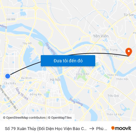 Số 79 Xuân Thủy (Đối Diện Học Viện Báo Chí Và Tuyên Truyền) to Phù Đổng map