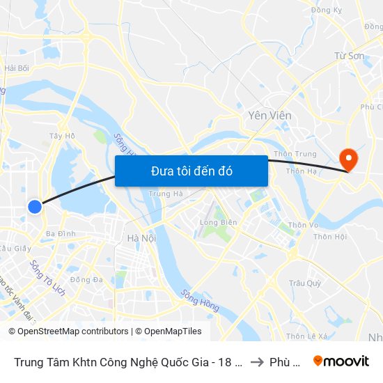 Trung Tâm Khtn Công Nghệ Quốc Gia - 18 Hoàng Quốc Việt to Phù Đổng map