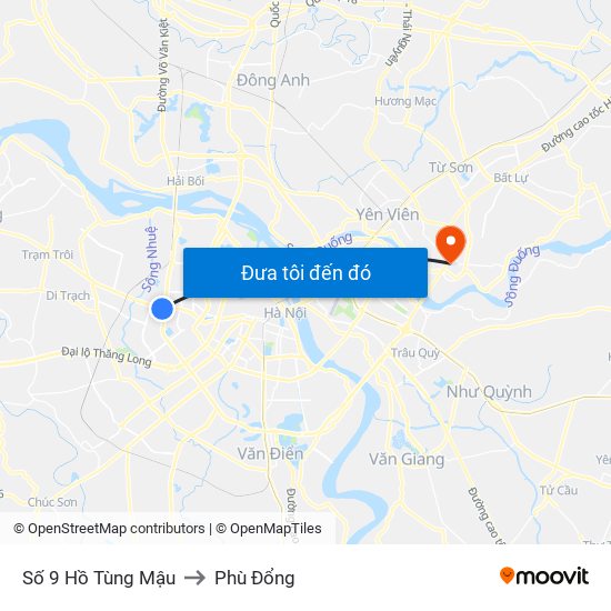 Số 9 Hồ Tùng Mậu to Phù Đổng map